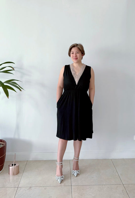 Pocketed V-Neck Wide Strap Dress