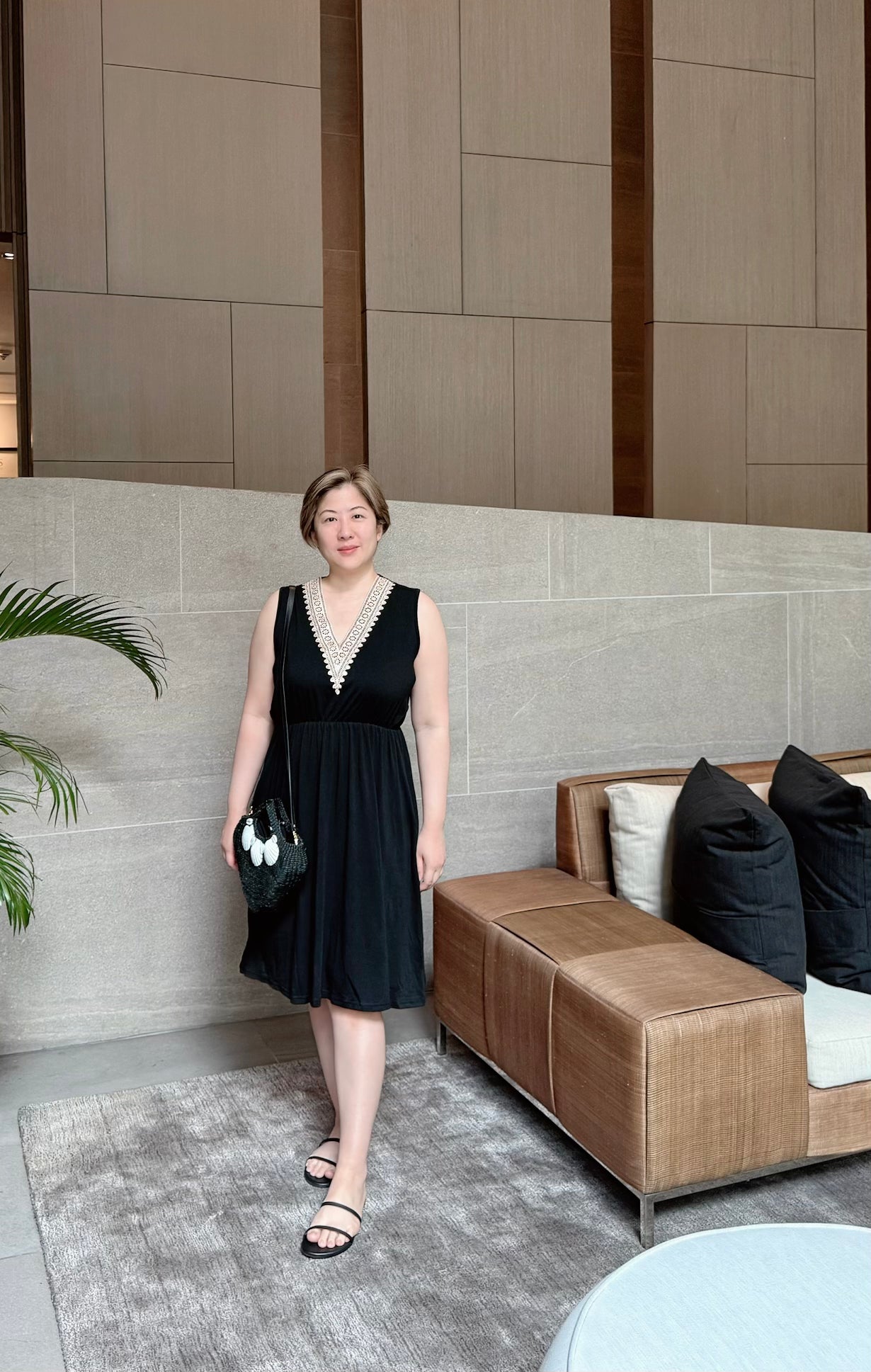Pocketed V-Neck Wide Strap Dress