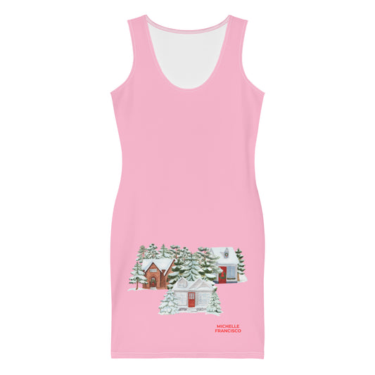 Christmas Village Pink Mini Dress