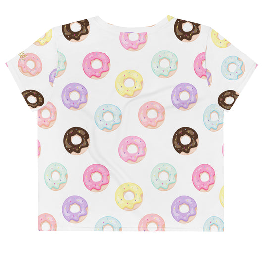 Donuts White Crop Tee