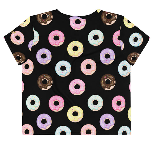 Donuts Black Crop Tee
