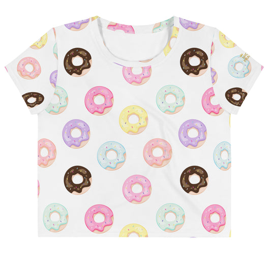 Donuts White Crop Tee