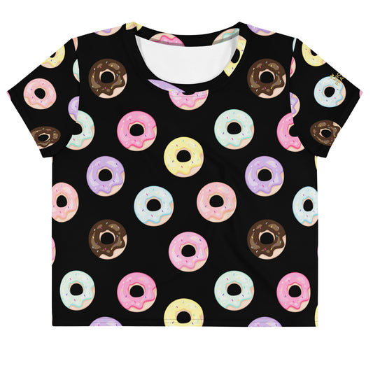 Donuts Black Crop Tee