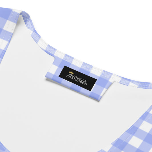 Blue Checkered Crop Top