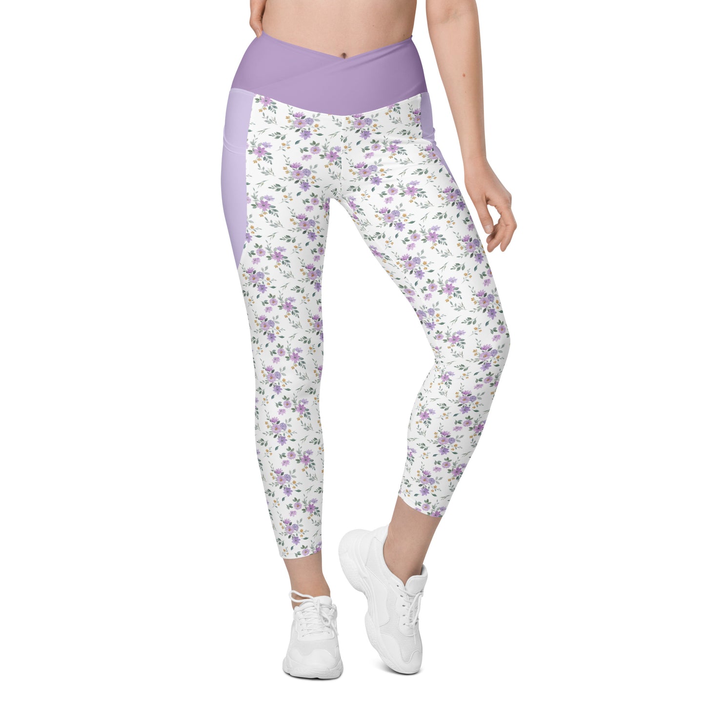 Blooming Crossover Leggings with Pockets