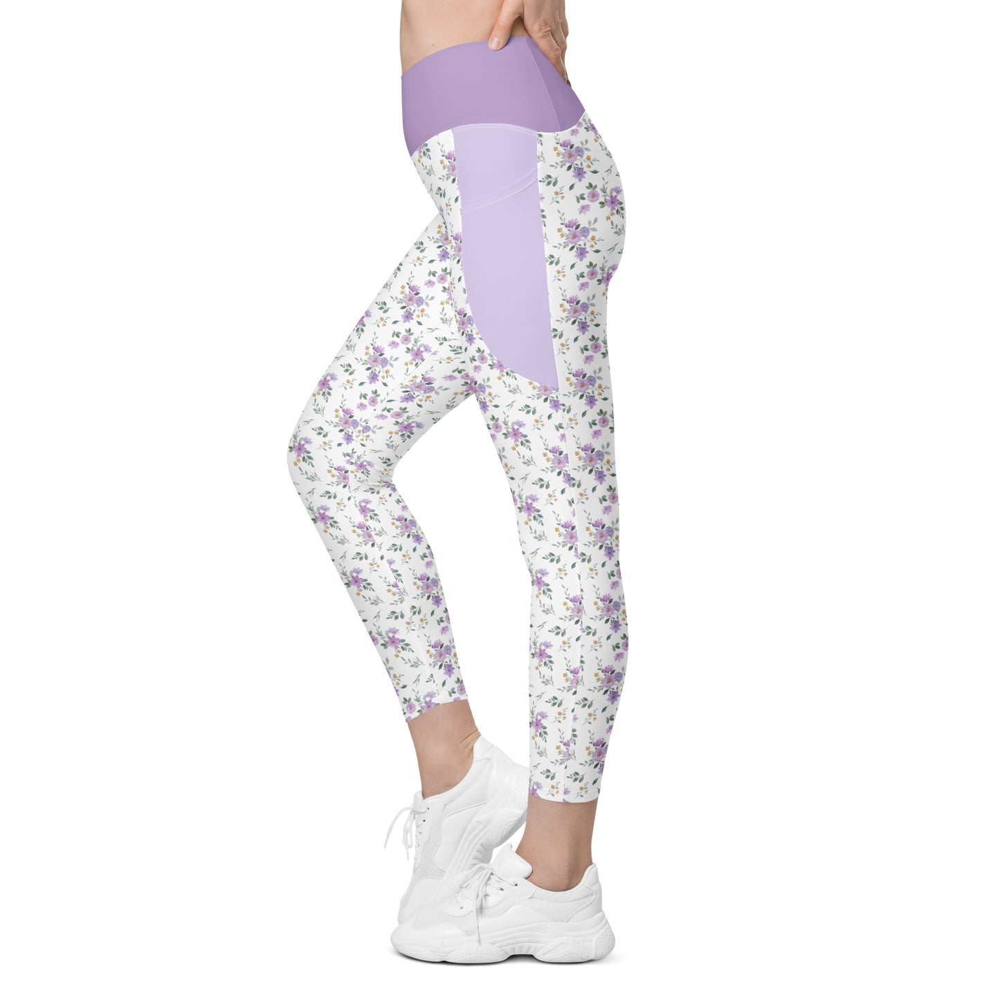 Blooming Crossover Leggings with Pockets