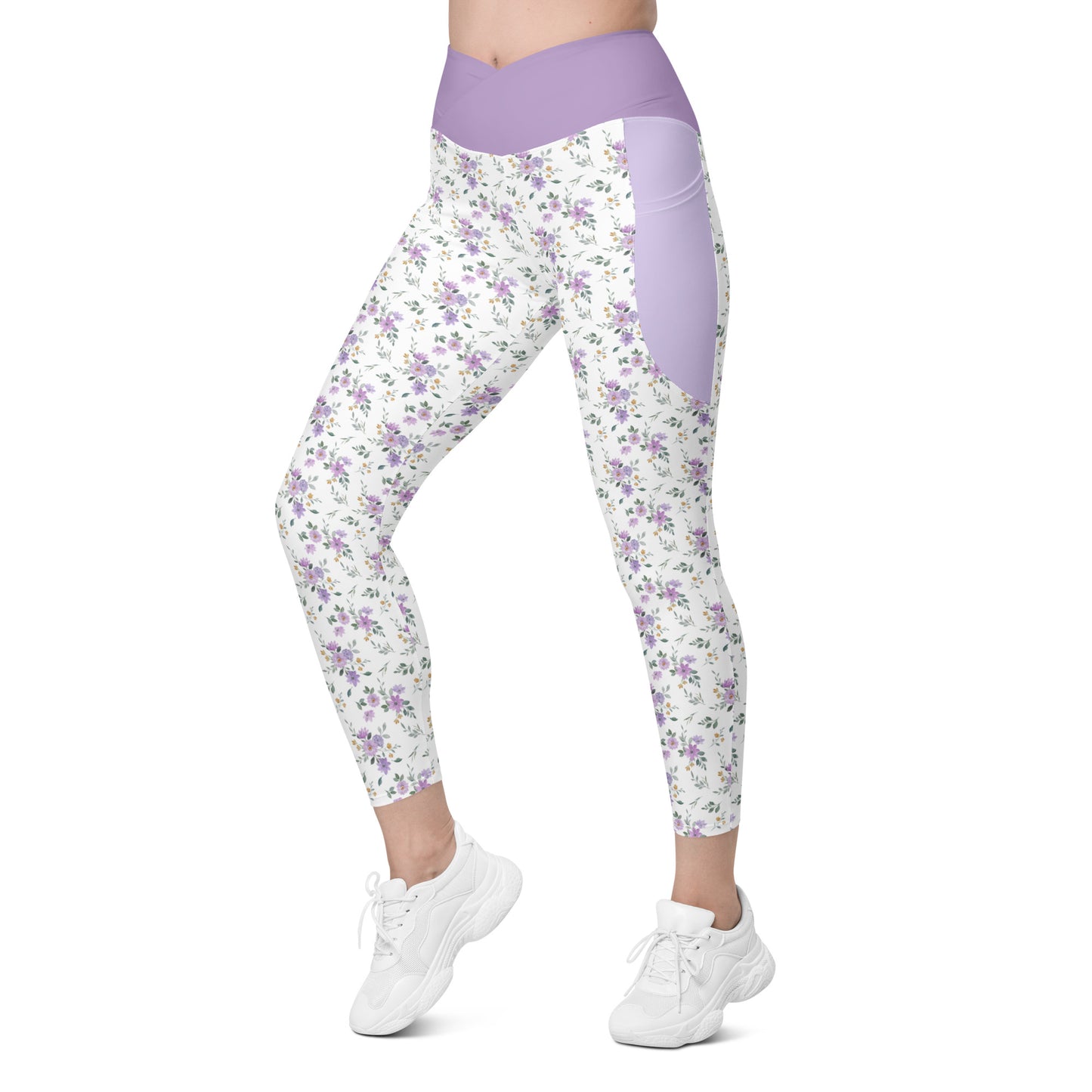 Blooming Crossover Leggings with Pockets