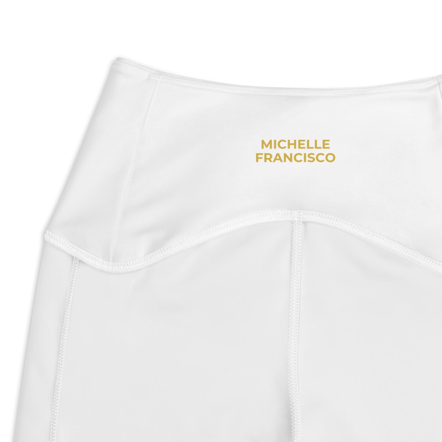 White Crossover Leggings with Pockets