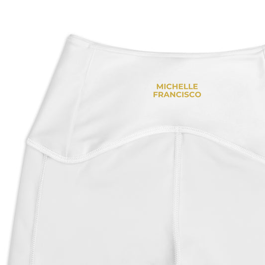 White Crossover Leggings with Pockets