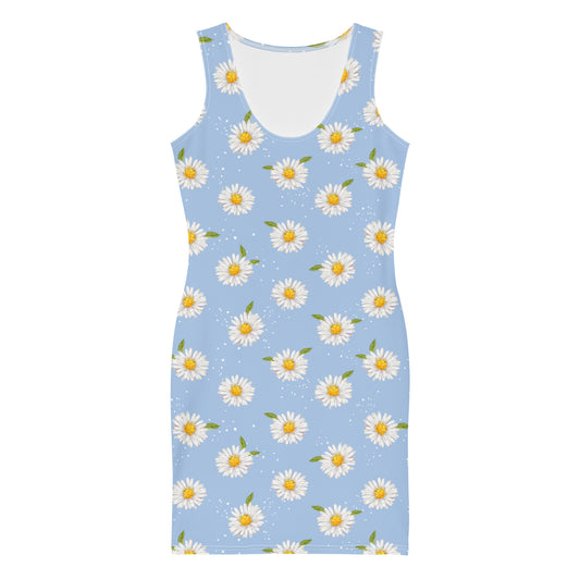 White Daisy Blue Mini Dress