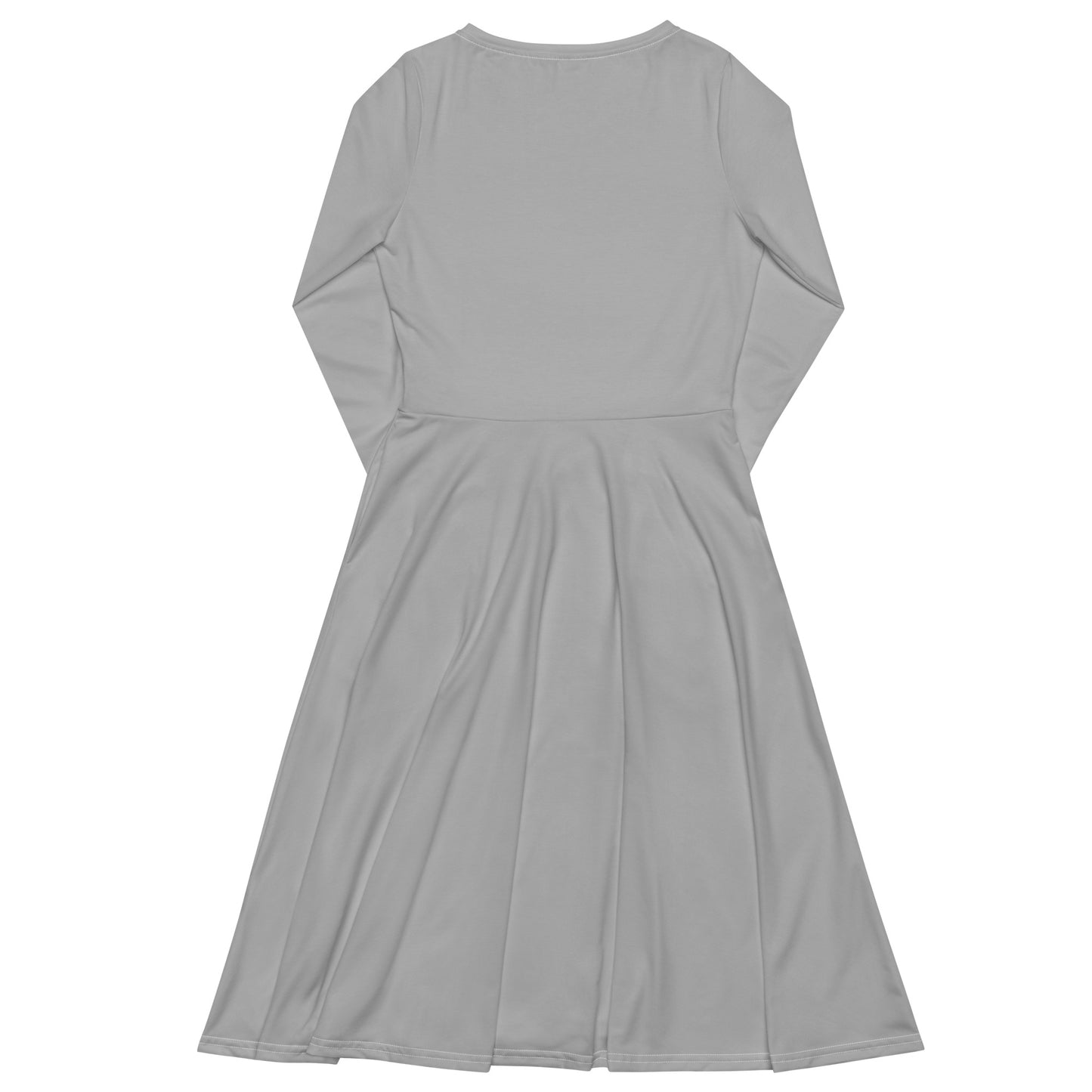 Silver Long Sleeve Midi Dress