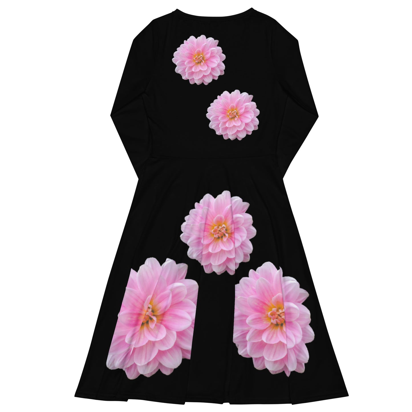Lovely Girl Black Long Sleeve Midi Dress