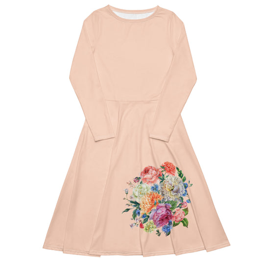 Cinderella Blooms Long Sleeve Midi Dress