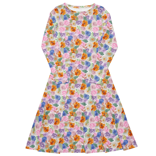 Vintage Long Sleeve Midi Dress