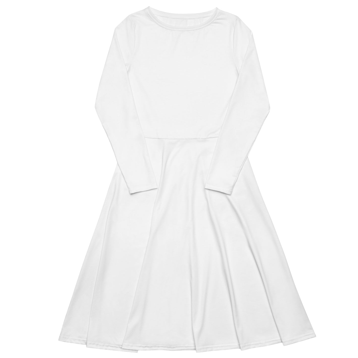 White Long Sleeve Midi Dress