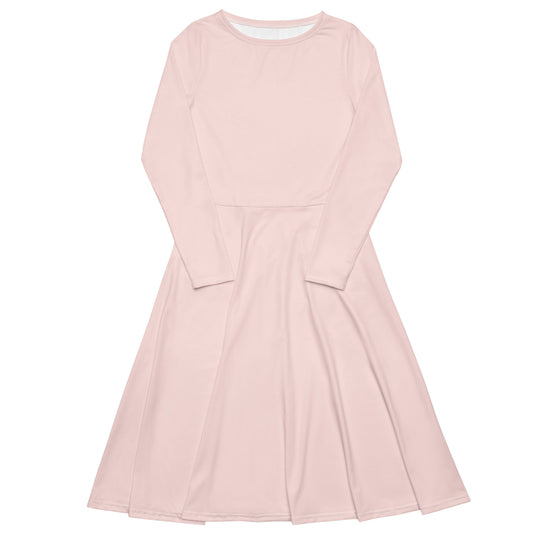 Misty Rose Long Sleeve Midi Dress