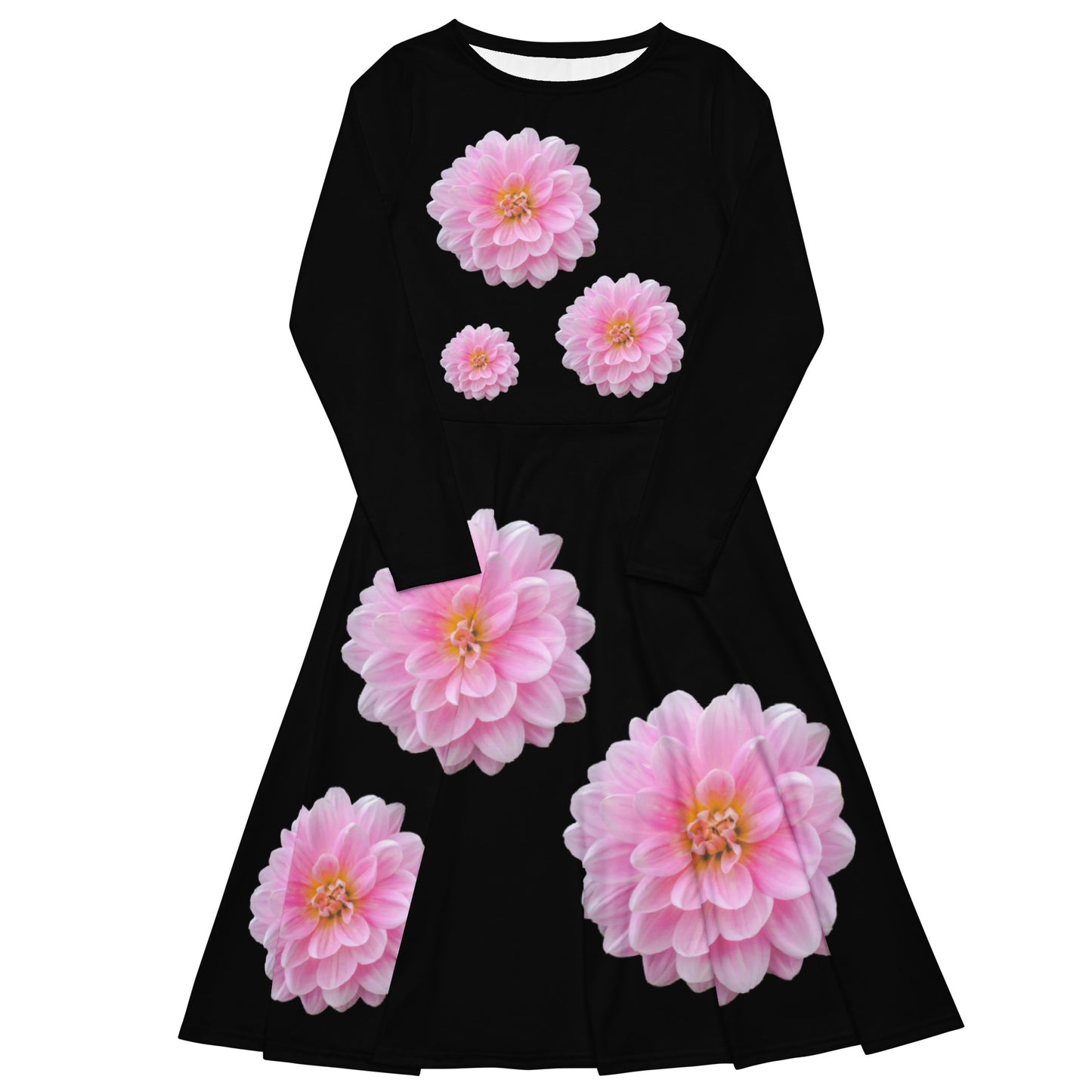 Lovely Girl Black Long Sleeve Midi Dress