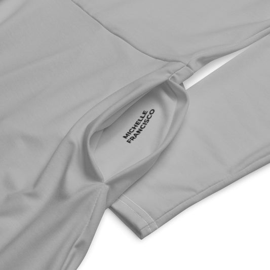 Silver Long Sleeve Midi Dress