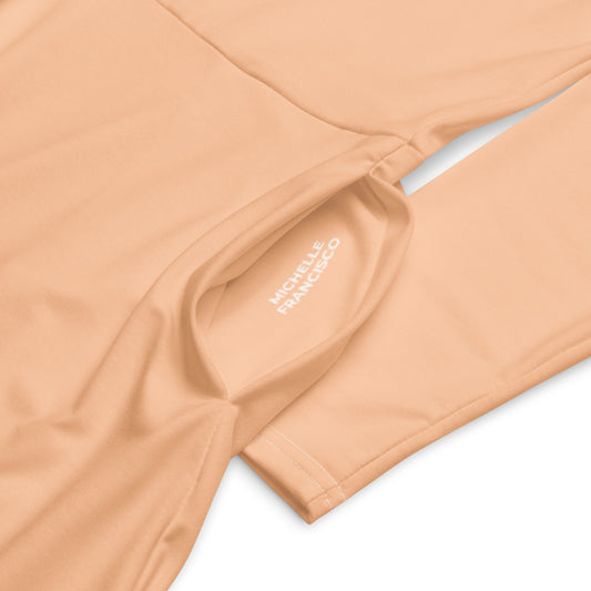 Peach Long Sleeve Midi Dress