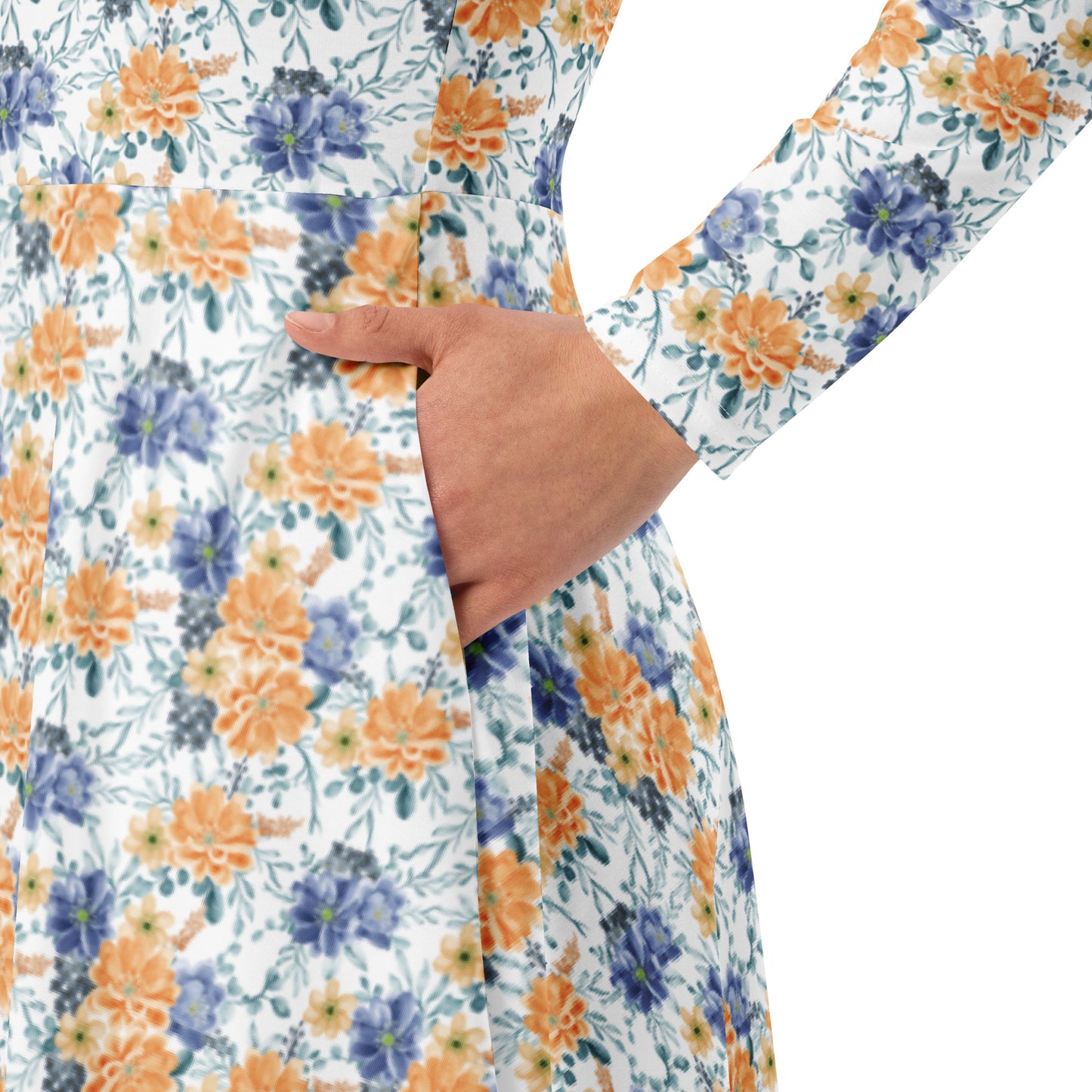 Wear Flowers Long Sleeve Midi Dress