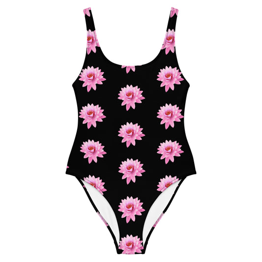 Pink Lotus Flower One-Piece Swimsuit