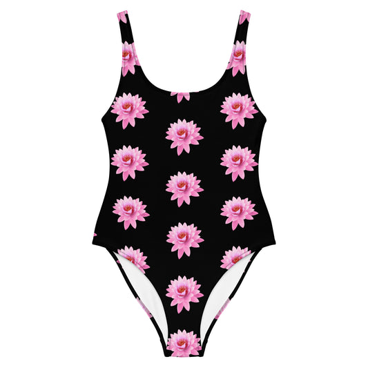 Pink Lotus Flower One-Piece Swimsuit