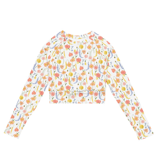 Divine Flowers Long-sleeve Crop Top