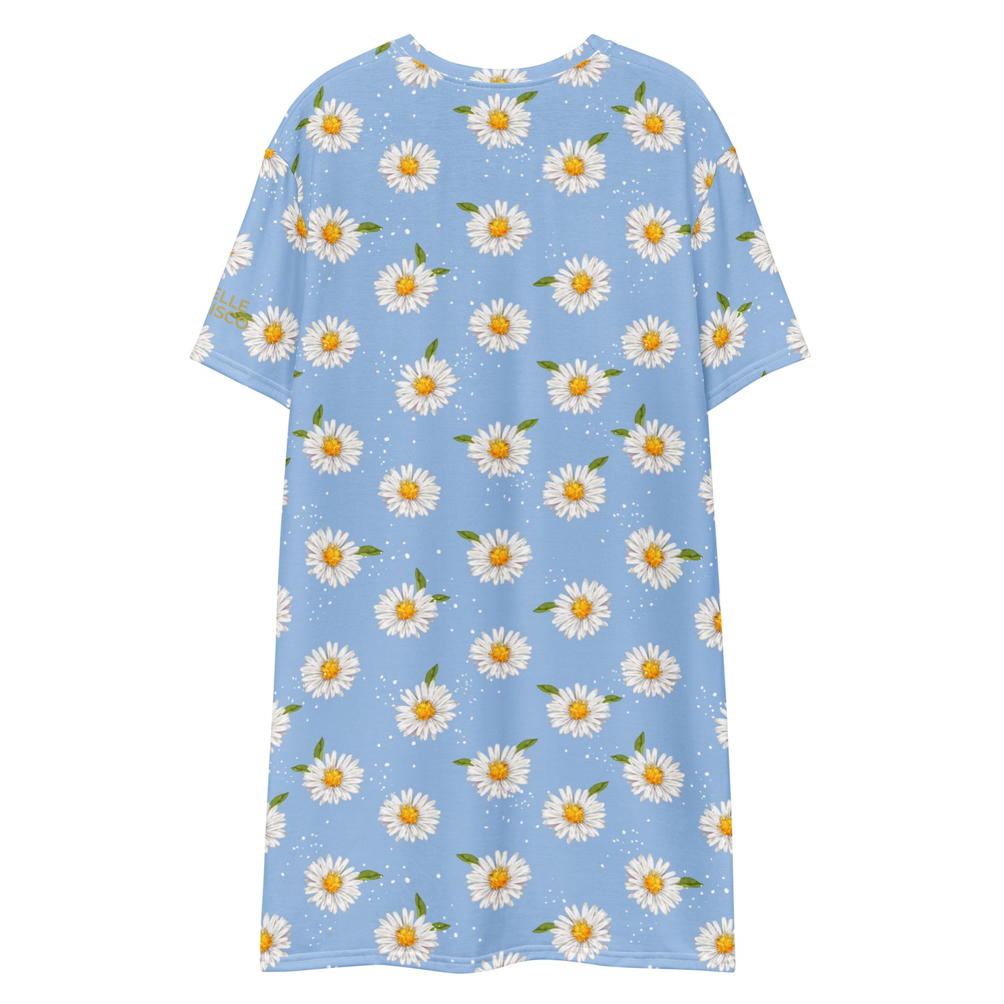 White Daisy Blue T-shirt Dress