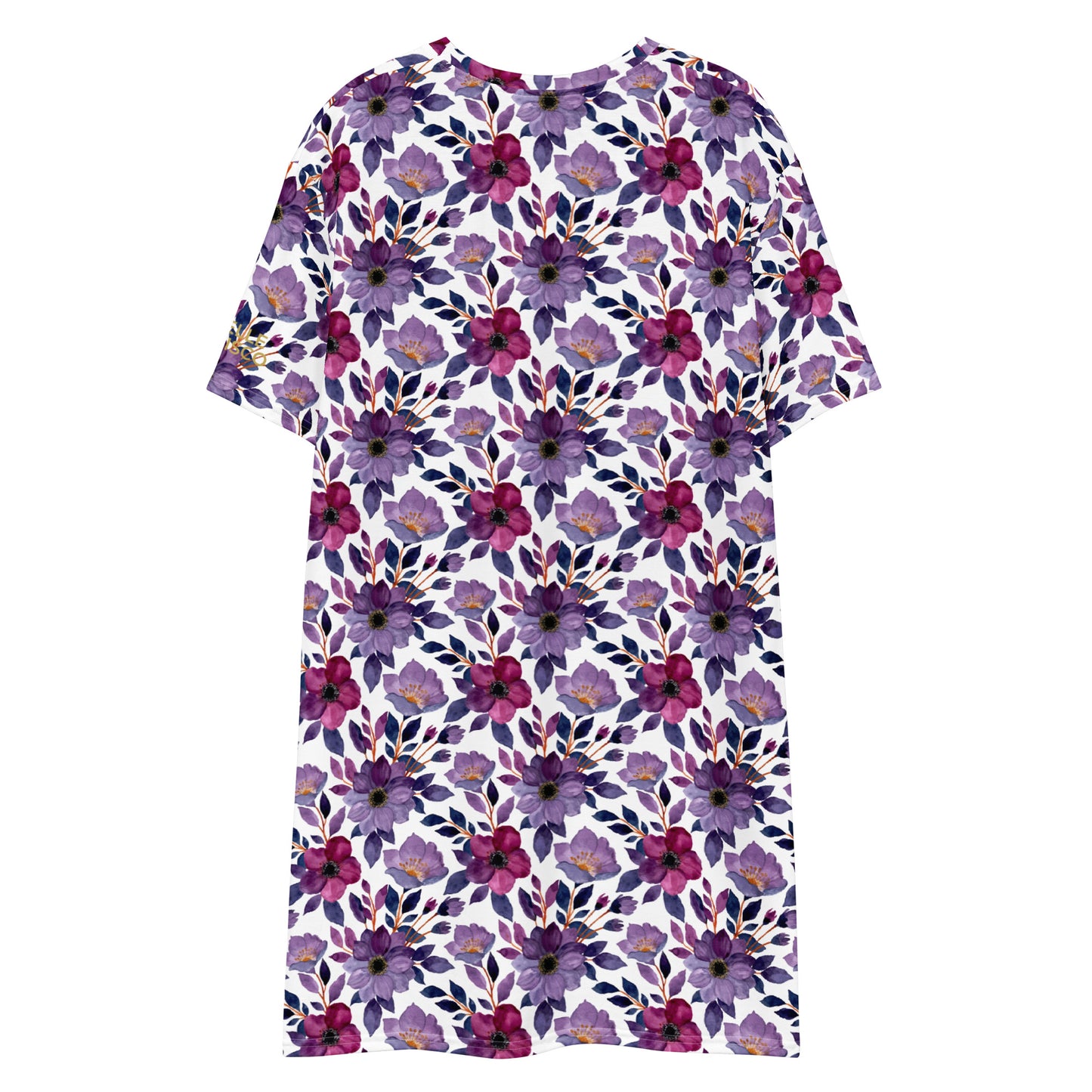 Deep Purple Flowers T-shirt Dress