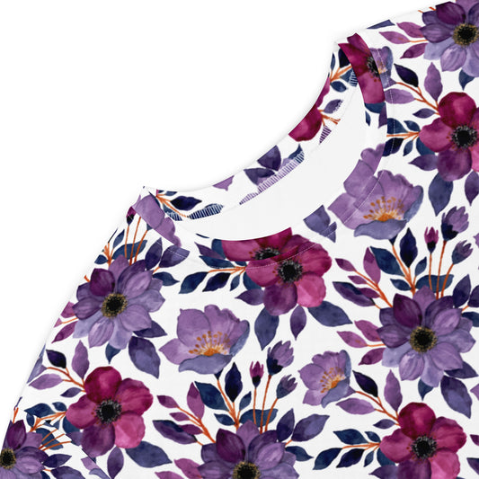 Deep Purple Flowers T-shirt Dress