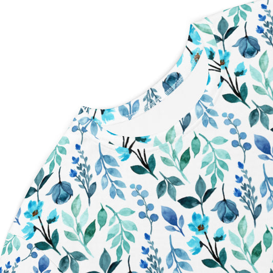 Misty Blue Flowers T-shirt Dress