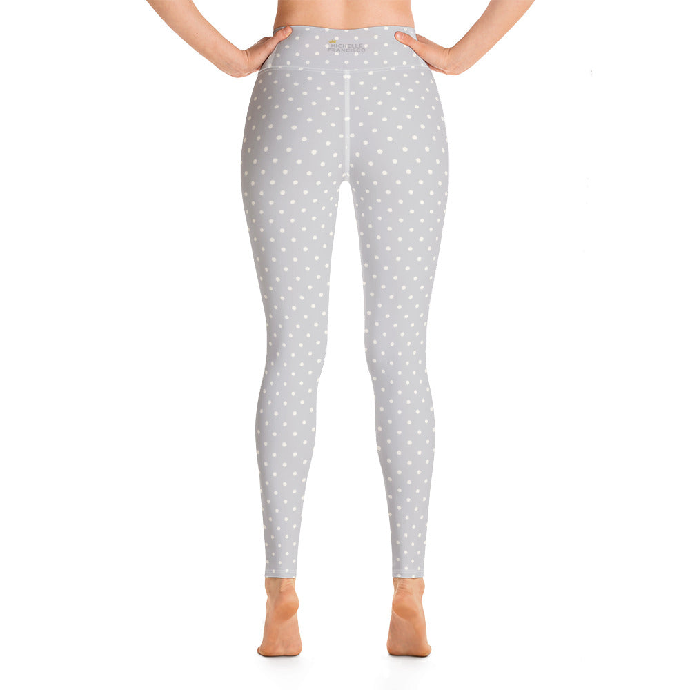 Silver Polka Yoga Leggings