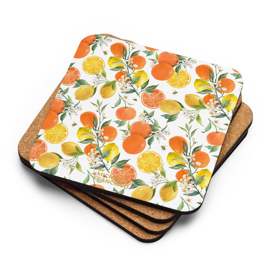 Orange Lemon Cork-back Coaster