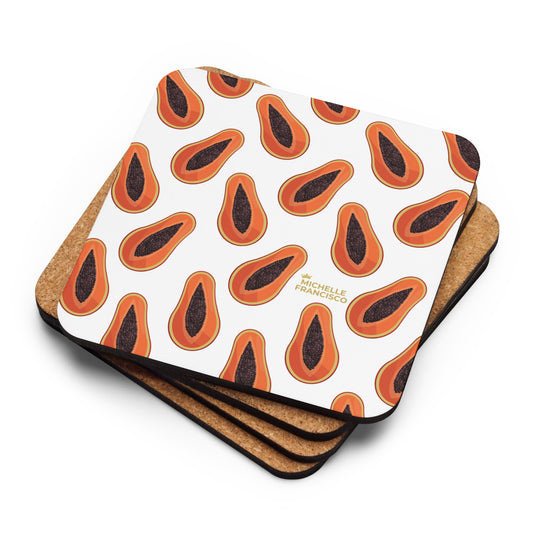 Papaya Cork-back Coaster