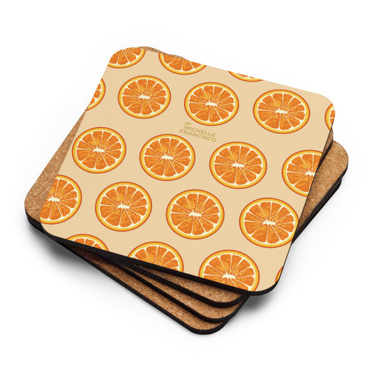 Hello Orange Cork-back Coaster