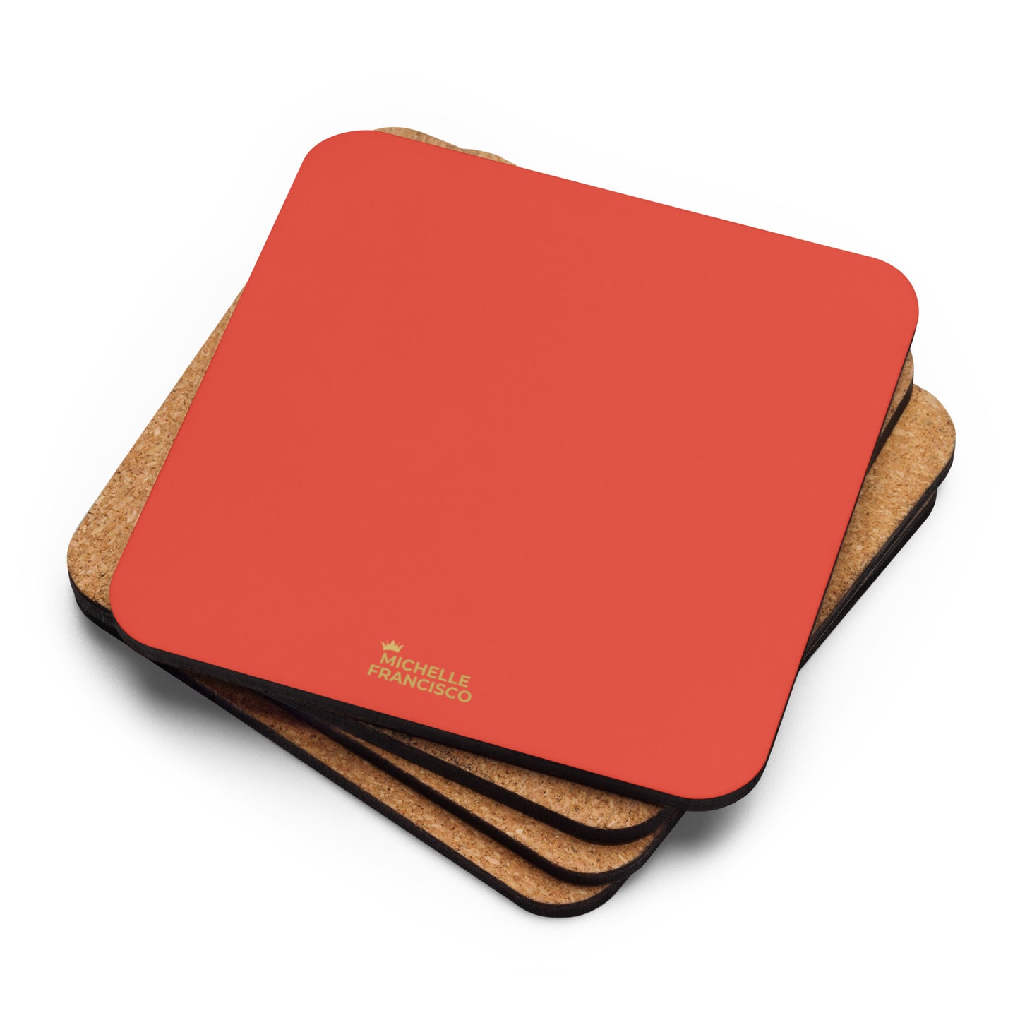 Orange Red Cork-back Coaster