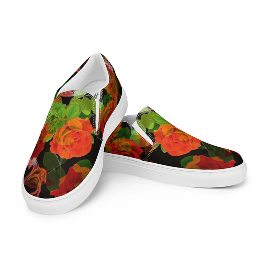 Men’s Rose Skull Slip-on Canvas Shoes