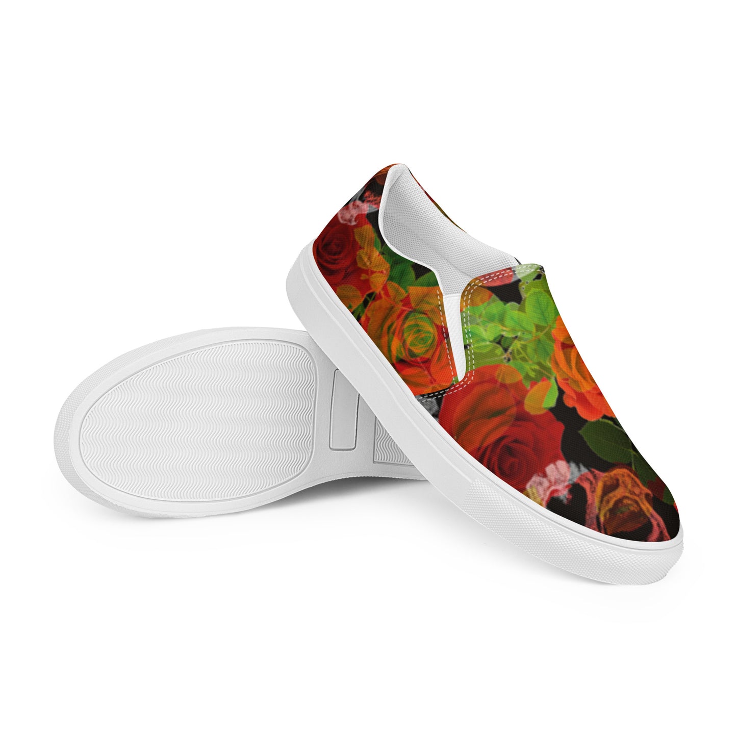 Men’s Rose Skull Slip-on Canvas Shoes - Michelle Francisco