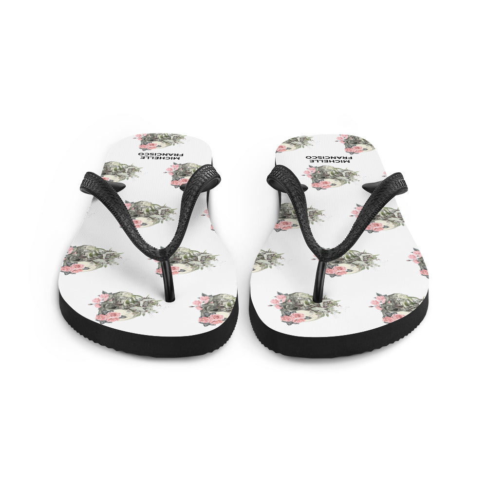 Skulls and Roses Flip-Flops