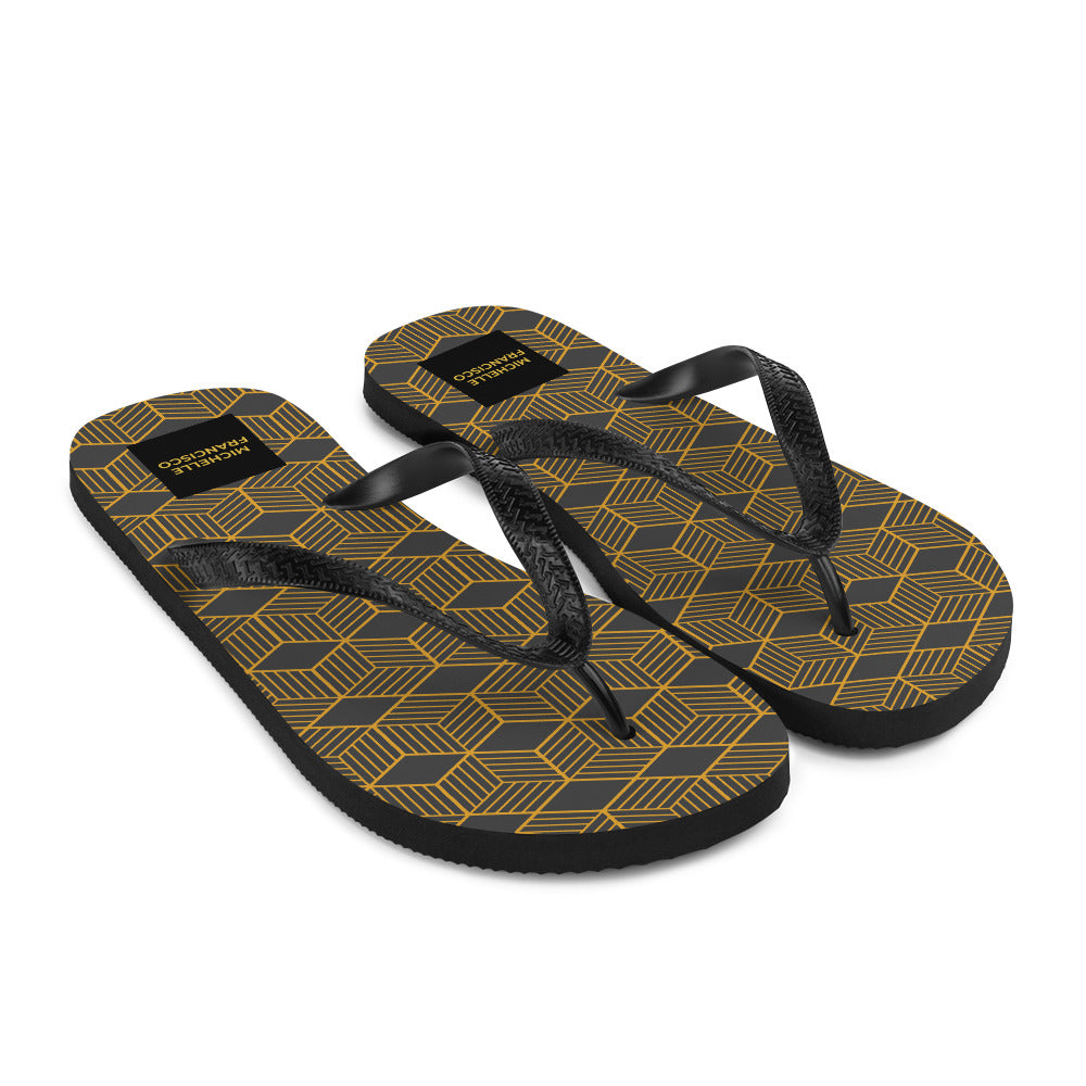 Striped Hexagon Flip-Flops
