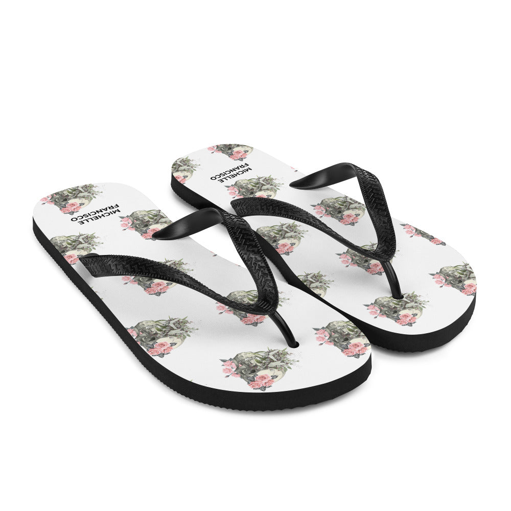 Skulls and Roses Flip-Flops