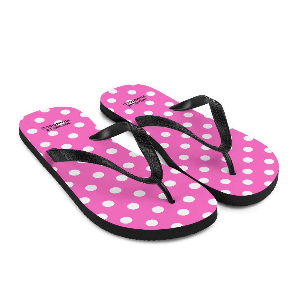 Polka White and Pink Flip-Flops