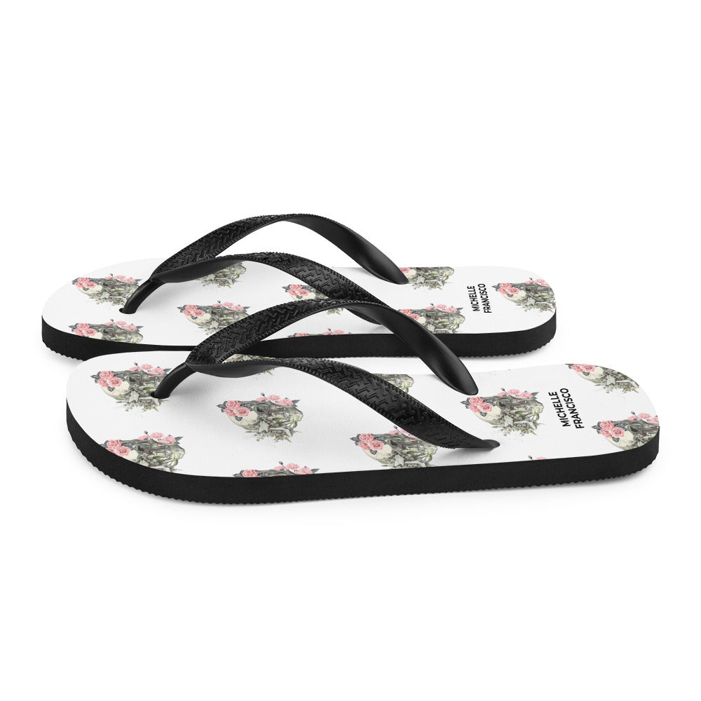 Skulls and Roses Flip-Flops