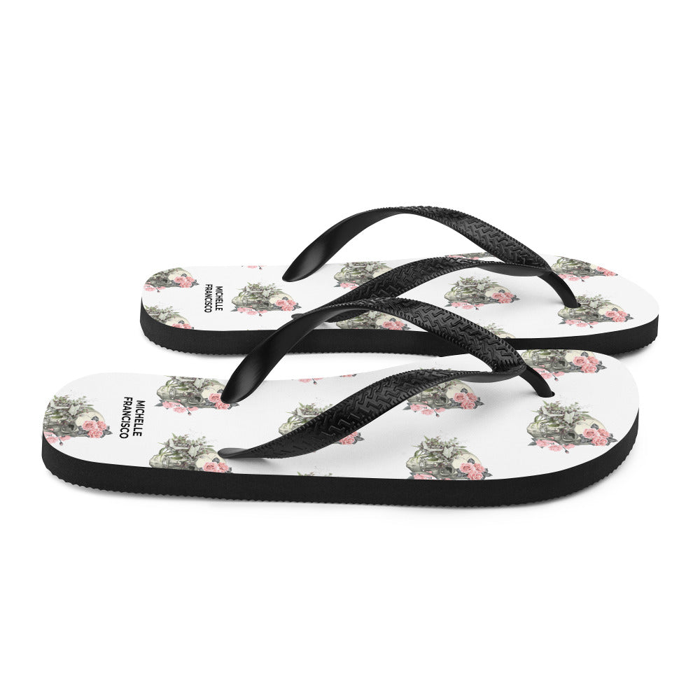 Skulls and Roses Flip-Flops