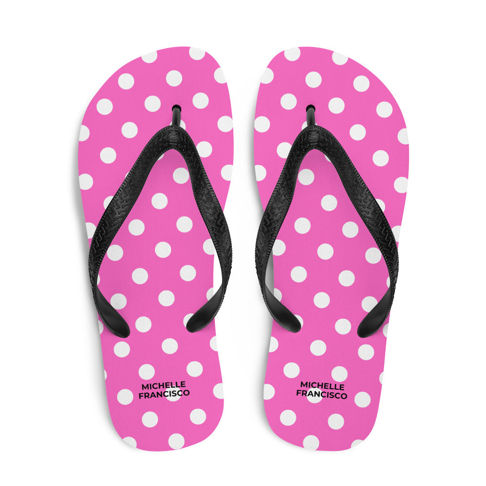 Polka White and Pink Flip-Flops