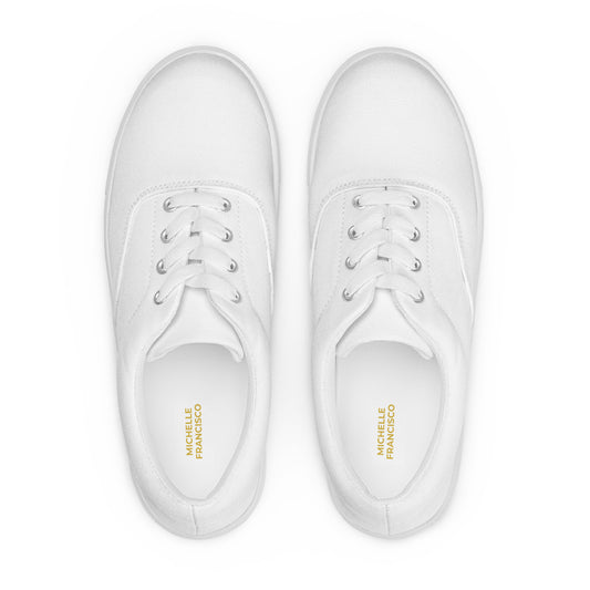 Women’s White Lace-up Canvas Shoes