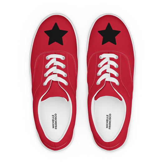 Women’s Black Star Red Lace-up Canvas Shoes