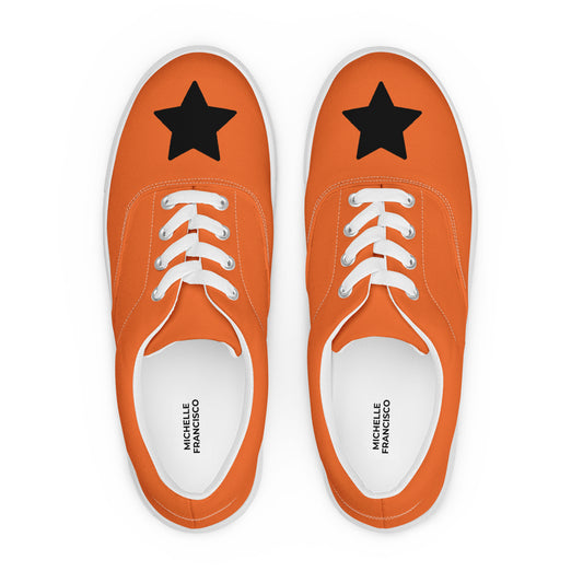 Women’s Black Star Orange Lace-up Canvas Shoes
