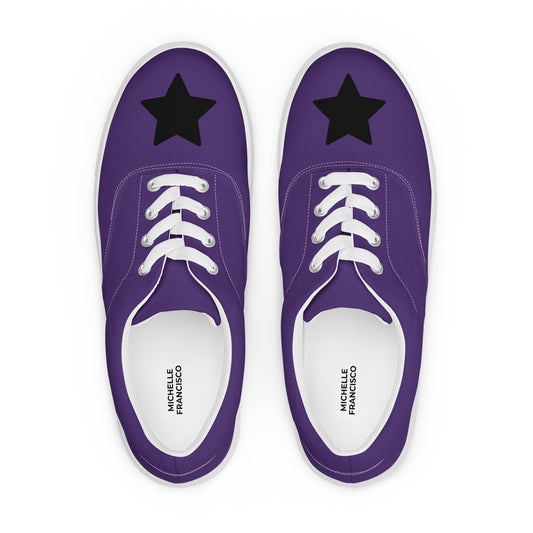 Women’s Black Star Purple Lace-up Canvas Shoes