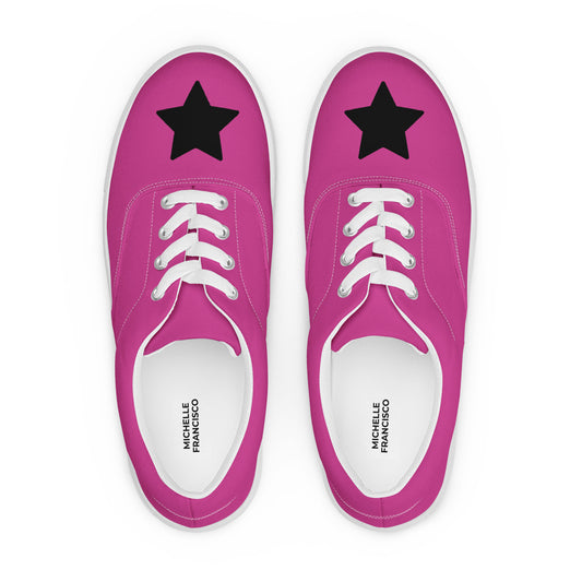Women’s Black Star Deep Cerise Lace-up Canvas Shoes